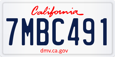 CA license plate 7MBC491