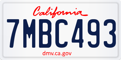 CA license plate 7MBC493