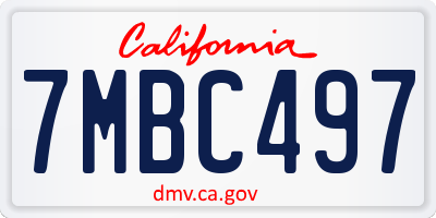 CA license plate 7MBC497