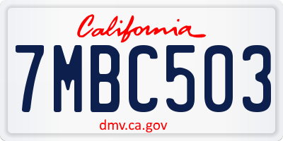 CA license plate 7MBC503