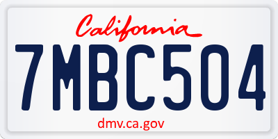 CA license plate 7MBC504