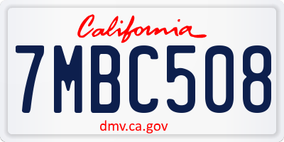 CA license plate 7MBC508