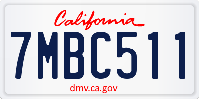 CA license plate 7MBC511
