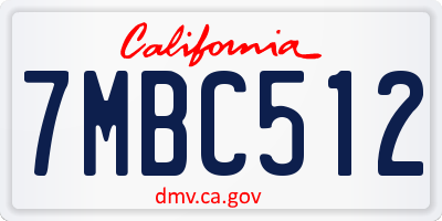 CA license plate 7MBC512