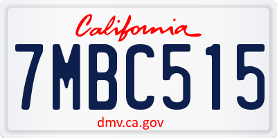 CA license plate 7MBC515