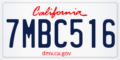 CA license plate 7MBC516