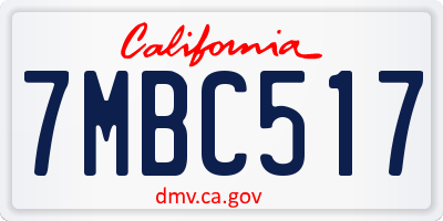 CA license plate 7MBC517