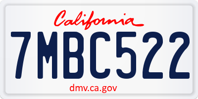 CA license plate 7MBC522
