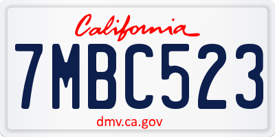 CA license plate 7MBC523
