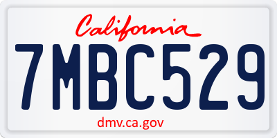 CA license plate 7MBC529