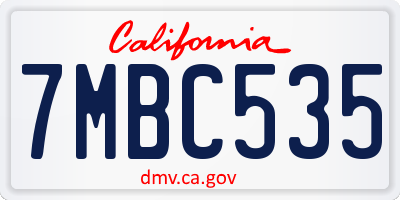 CA license plate 7MBC535