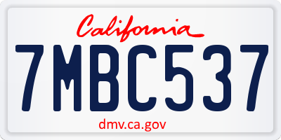 CA license plate 7MBC537