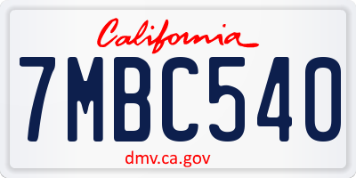 CA license plate 7MBC540