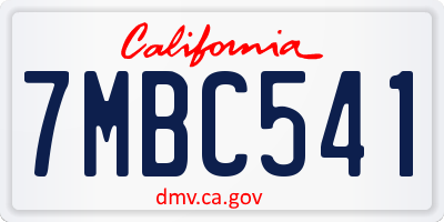 CA license plate 7MBC541