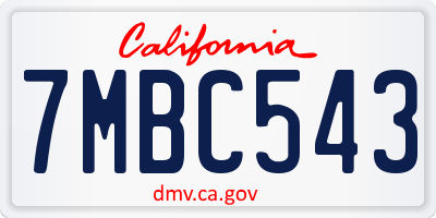 CA license plate 7MBC543