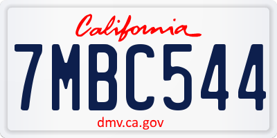CA license plate 7MBC544