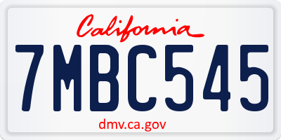 CA license plate 7MBC545