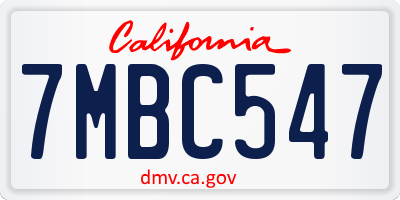 CA license plate 7MBC547