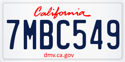CA license plate 7MBC549