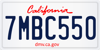 CA license plate 7MBC550