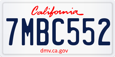 CA license plate 7MBC552