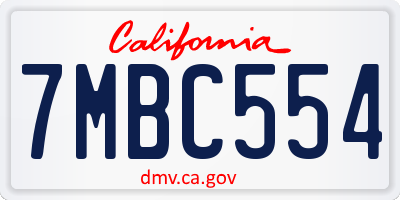 CA license plate 7MBC554