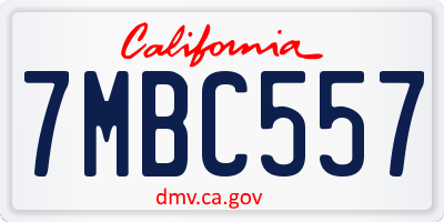 CA license plate 7MBC557