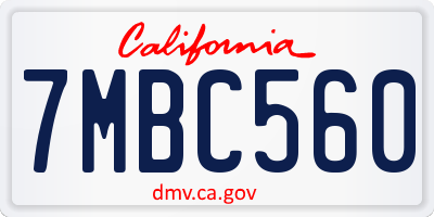 CA license plate 7MBC560