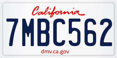 CA license plate 7MBC562