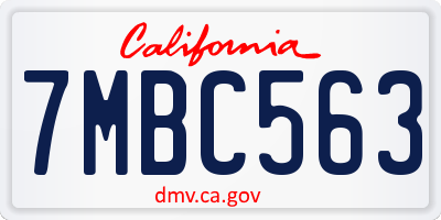 CA license plate 7MBC563