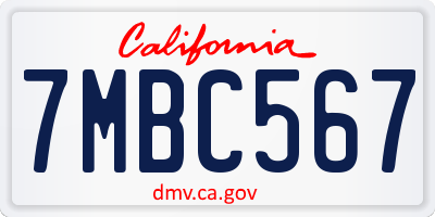 CA license plate 7MBC567