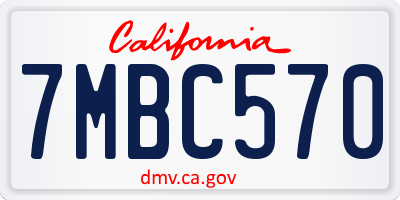 CA license plate 7MBC570