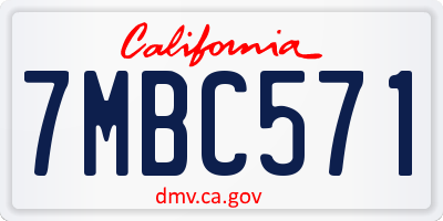 CA license plate 7MBC571