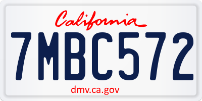 CA license plate 7MBC572