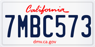 CA license plate 7MBC573