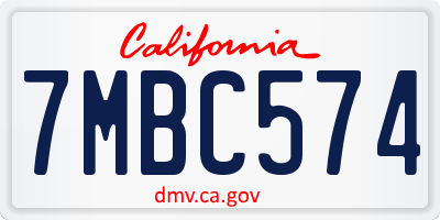 CA license plate 7MBC574