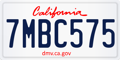 CA license plate 7MBC575