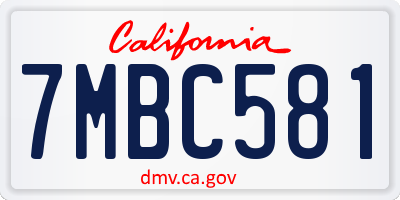 CA license plate 7MBC581