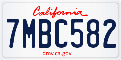 CA license plate 7MBC582