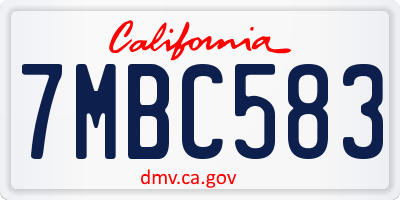 CA license plate 7MBC583