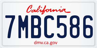 CA license plate 7MBC586
