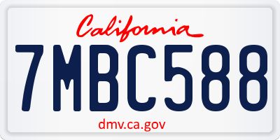 CA license plate 7MBC588