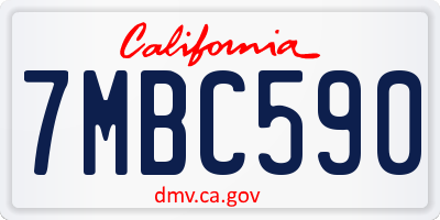 CA license plate 7MBC590