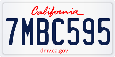 CA license plate 7MBC595