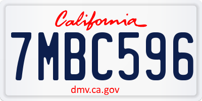 CA license plate 7MBC596