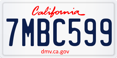 CA license plate 7MBC599