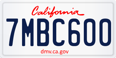 CA license plate 7MBC600