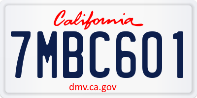 CA license plate 7MBC601