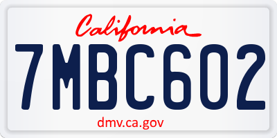 CA license plate 7MBC602