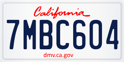 CA license plate 7MBC604